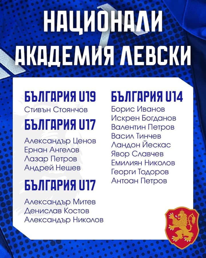 17 футболисти от „Академия Левски“ повикани в юношеските национални отбори на България