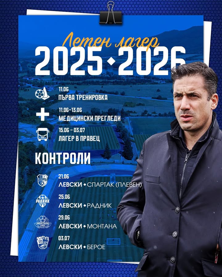 Левски започва подготовката си за сезон 2025/26 с тренировка на 11 юни