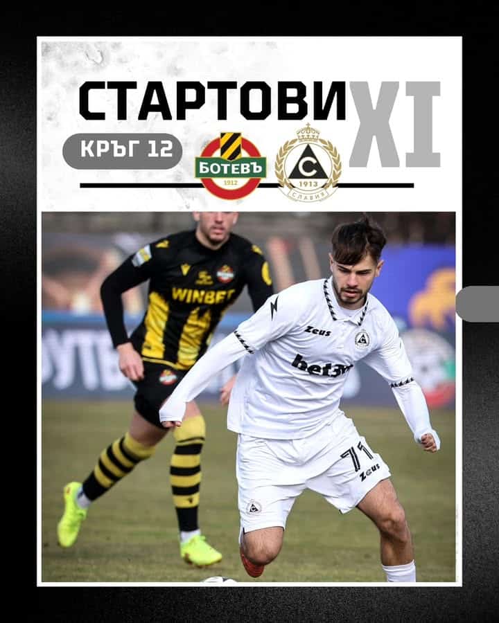 Славия обяви стартовия състав за мача срещу Ботев Пловдив