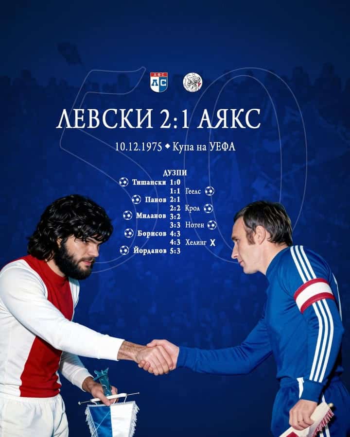 Незабравимата победа на "Левски" срещу "Аякс" през 1975 година