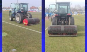 Започнаха ремонтни дейности по тревната настилка на стадиона